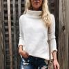 Женский осенне-зимний повседневный однотонный трикотажный свитер с длинным рукавом и высоким воротом