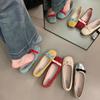 French Bow Ballet Shoes Fairy Style Versatile Flat Shoes Round Head Gentle Evening 2024 Summer New