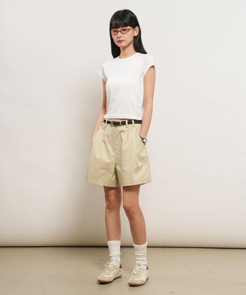GENERALIDEA Double-Pleat Cotton Half Pants [Beige] / Gf2Lhp518