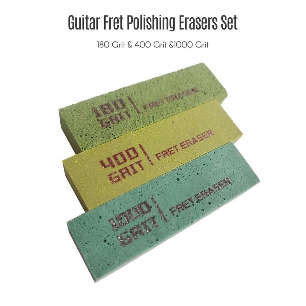Guitar Fret Polishing Erasers Abraisive Rubber blocks for Polishing Fret Wire 180 Grit & 400 Grit &1000 Grit Set of