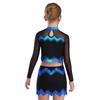 Girls Cheerleader Uniform Long Sleeve Crop Top Hollow Out Design Rhinestone Details Matching Dance Skirt Outfit