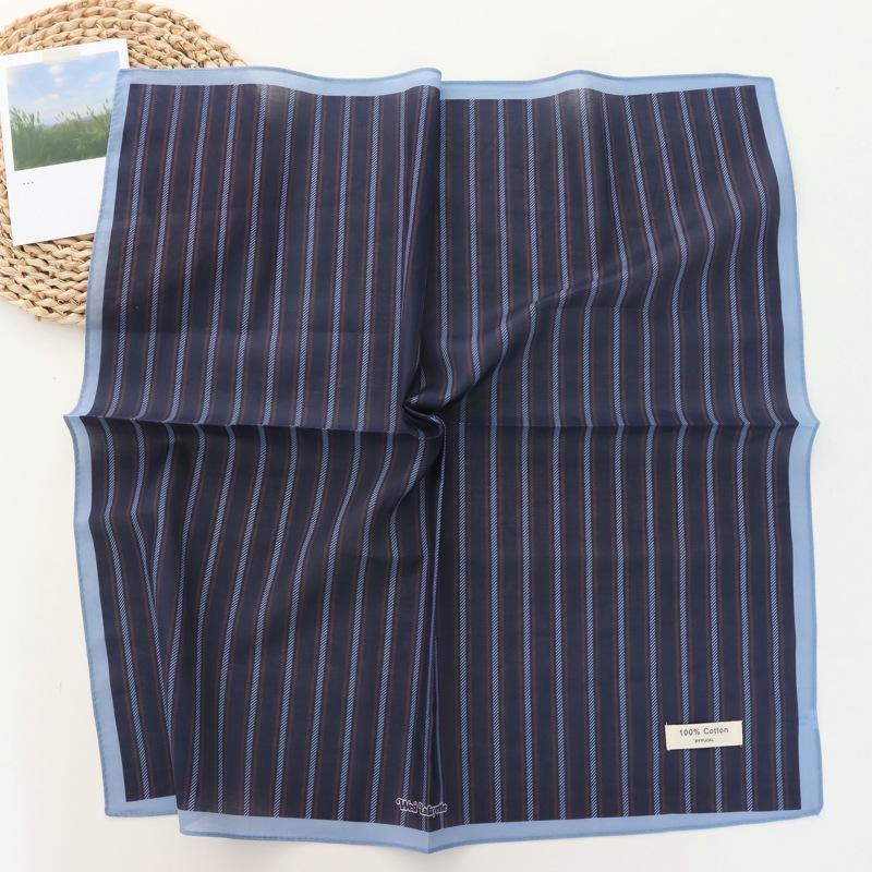 100% Cotton Striped Fresh All-Match Small Square Towel New Fashion Closed Toe Scarf for Square Scarf Women Headband