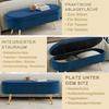 Multifunctional Bench, Soft Velvet, Metal Legs, Wood Frame, 20L Storage Space, 110x40x42cm, for Bedroom, Living Room, Shoe Bench, Hallway, Blue