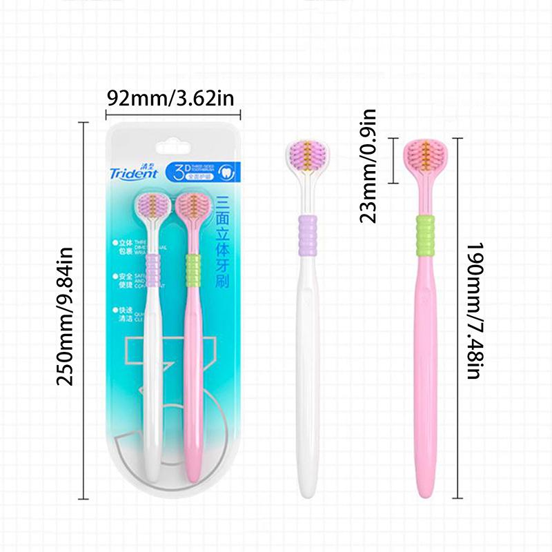 Бытовая трехсторонняя зубная щетка с мягкой щетиной, удобная, простая в использовании, для глубокой чистки, для взрослых, детей, мальчиков, девочек
