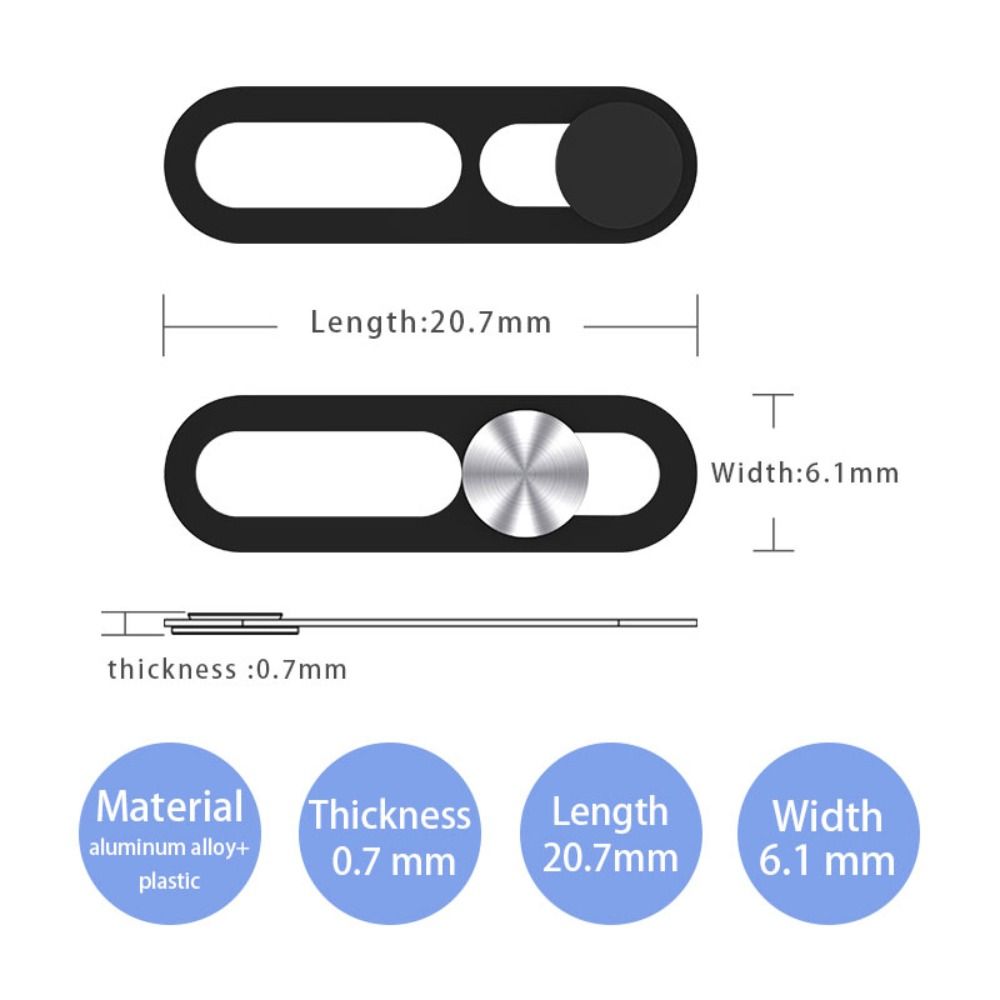 3PCS Phone Lens Antispy Metal Privacy Cap Webcam Cover Front Camera Slider Lens Sticker