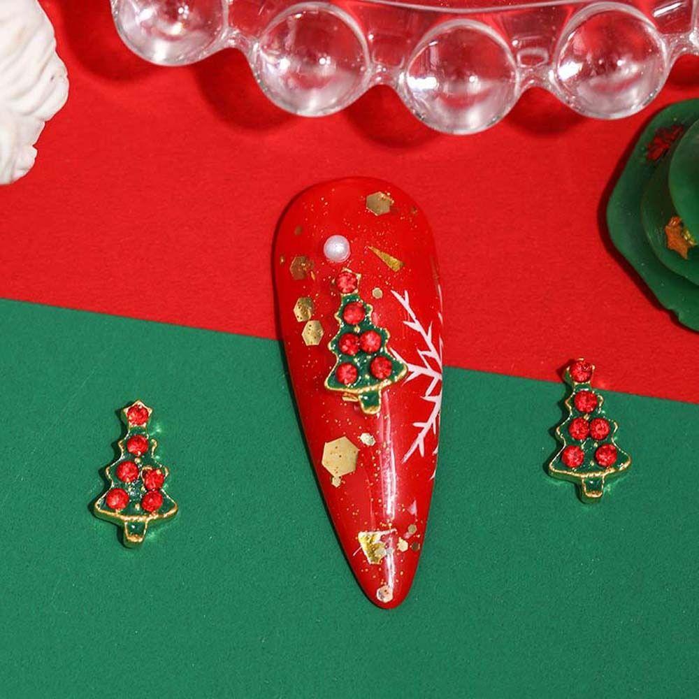 10 шт./компл. Рождественская елка, рождественские стразы для ногтей, рождественские аксессуары для ногтей, маникюрный салон