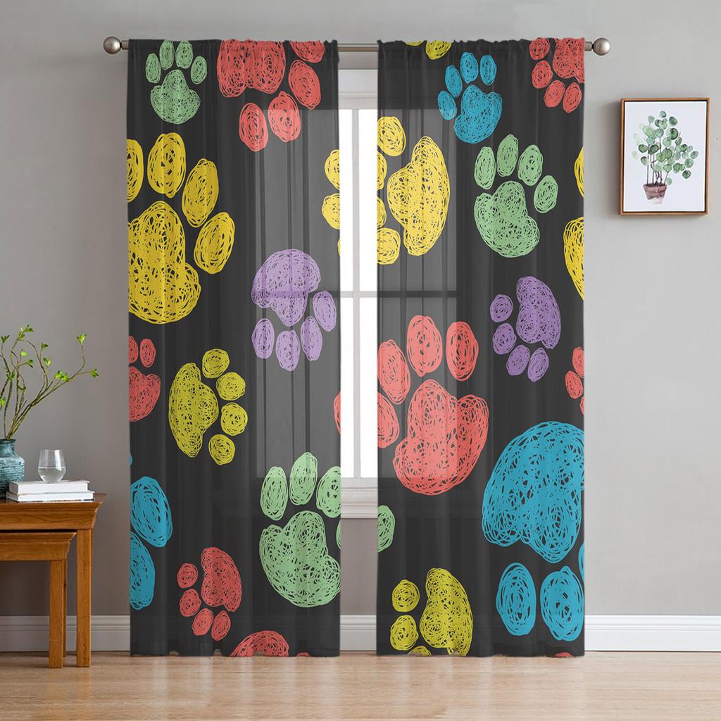 Тюлевые шторы для гостиной, собачьей лапы, черные, серые, для спальни, кабинета, окна, прозрачные шторы, кухня, балкон, интерьер, вуаль, шторы