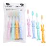 4pcs/pack Cartoon Bunny Childrens' Soft Bristle Toothbrush Silica Gel Sucker Small Head Toothbrush