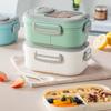 1200Ml Lunch Box Portable Office Microwave Oven Bento Box with Handle Student Compartment Lunch Box with Fork and Spoon