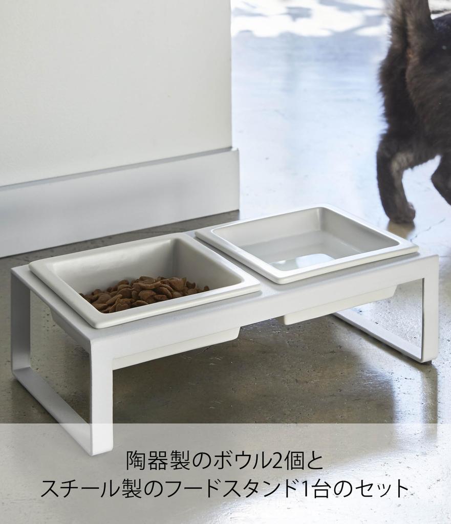 Подставка для мисок для корма для домашних животных Yamazaki Jitsugyo, высокая белая башня 4744, приблизительная. Ш29XГ15.5XВ10см