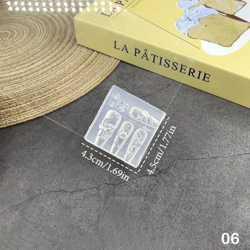 3D Nail Mold Ice Flower Bread Jellyfish Fox Eyeball Stamping Stencils Uv Gel Polish Art Mould Silicone Carving Tool Diy Design