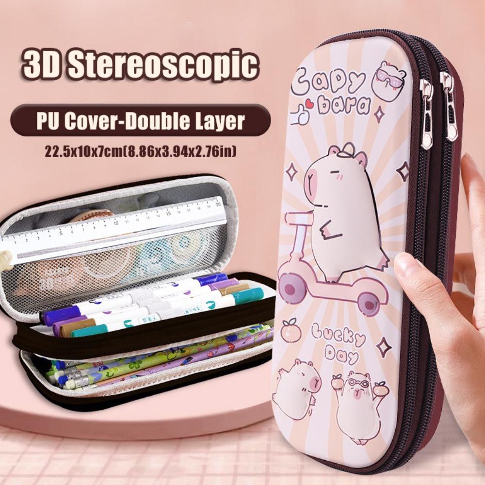 3D Capybara Pen Bag Large Capacity Pen Box Dirt-proof Pencil Case School Office