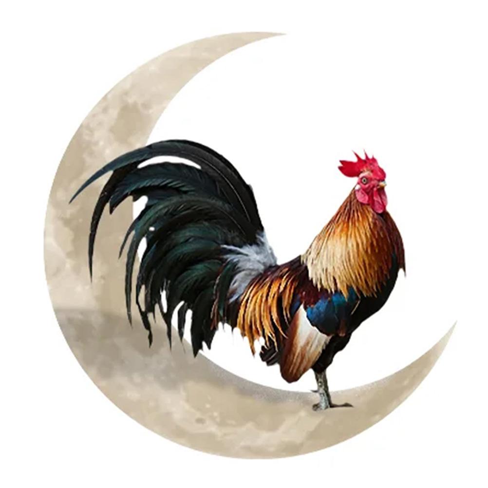 Rooster Moon Wall Decor Metal Wall Hanging Sign Wall Unique Arts Pendant for Outdoor Indoor Home