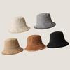 Double Sided Lamb Velvet Pot Hat Men Autumn and Winter New Hat Women Korean Corduroy Fisherman Hat Warmth Thickened Bucket