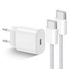 Зарядное устройство USB C 20 Вт, сверхбыстрый зарядный адаптер с нейлоновым кабелем USB C длиной 2 м для Samsung Galaxy S24/S23/S21