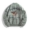 Mens Reversible Bomber Jacket With Embroidery Loose Fit Windproof Water-Resistant Fall Outdoor Casual Wear