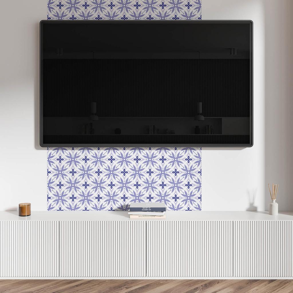 Vinyl Wall Panel for Modern Interior Decoration 100x50 cm Geometric Pattern with Flowers