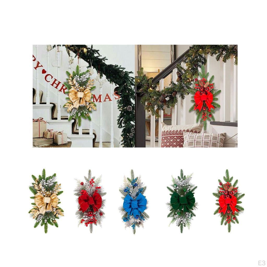 Artificial Christmas Wreath Staircase Decoration with Balls for Home Fireplace Window Door Table
