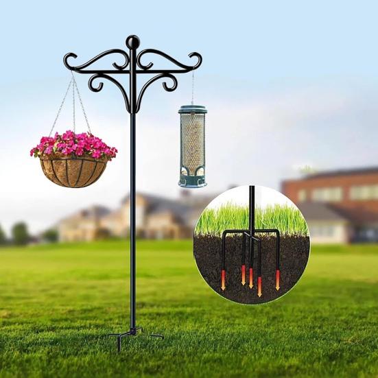 Patio Stand Stable 5 Prong Base Heavy Duty Anti-rust Outdoor Garden Bird Feeder Hook Holder Flower
