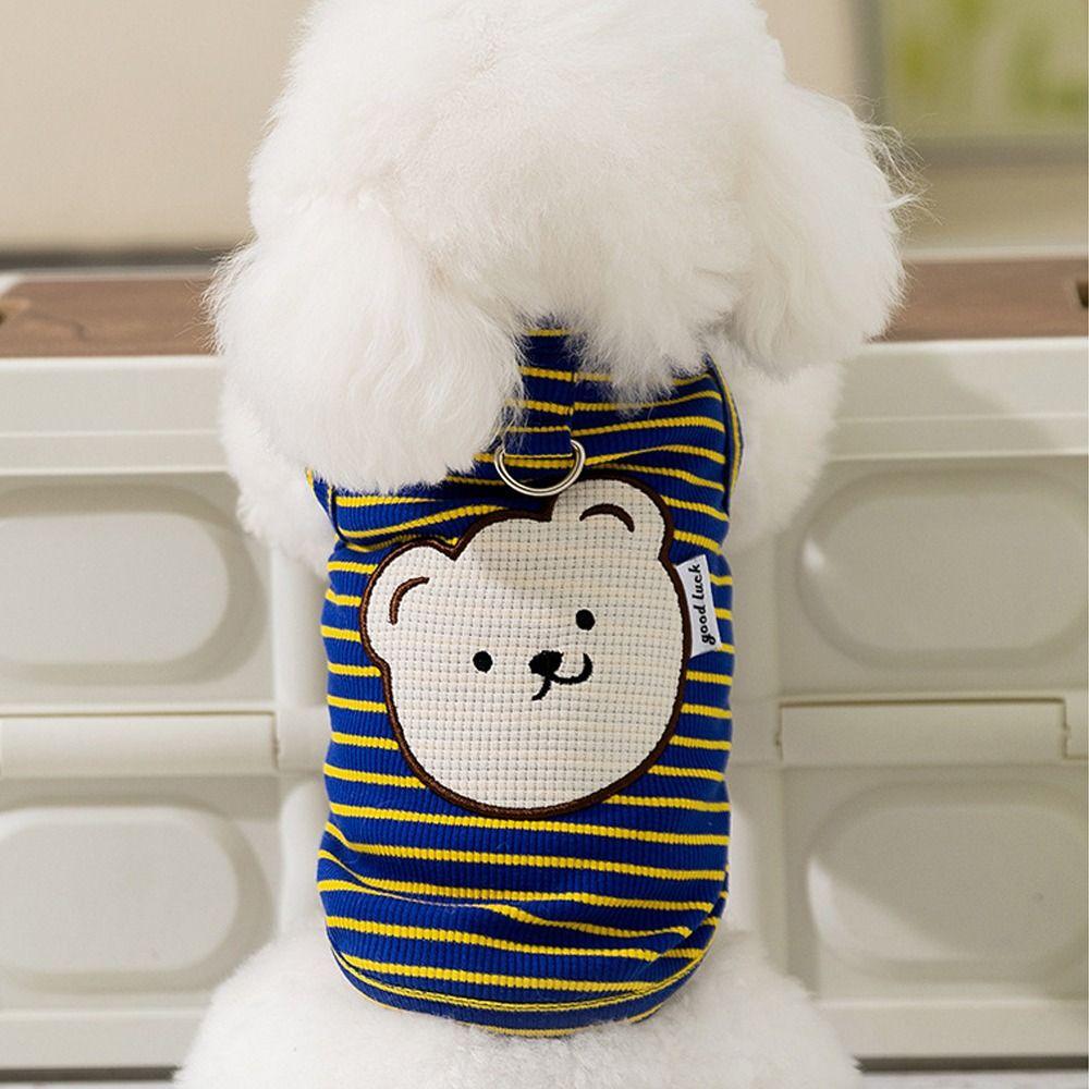 Summer Thin Pet Vest Bear Striped Pet Pullover Creative Dog T-shirt  Four Seasons