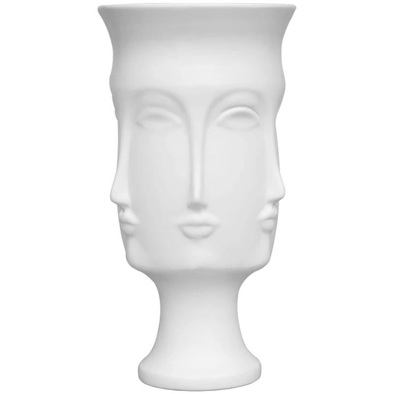 Керамическая ваза Creative Face Floreros Decorativos Moderno Vase Decoration Home Living Room White Flower Vase