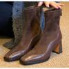 Мода Новый Стиль Винтажные Женские Модные Сапоги Элегантные Современные Сапоги Женские Острый Носок Задняя Молния Тонкий Каблук Швейная Обувь Zapatos Mujer