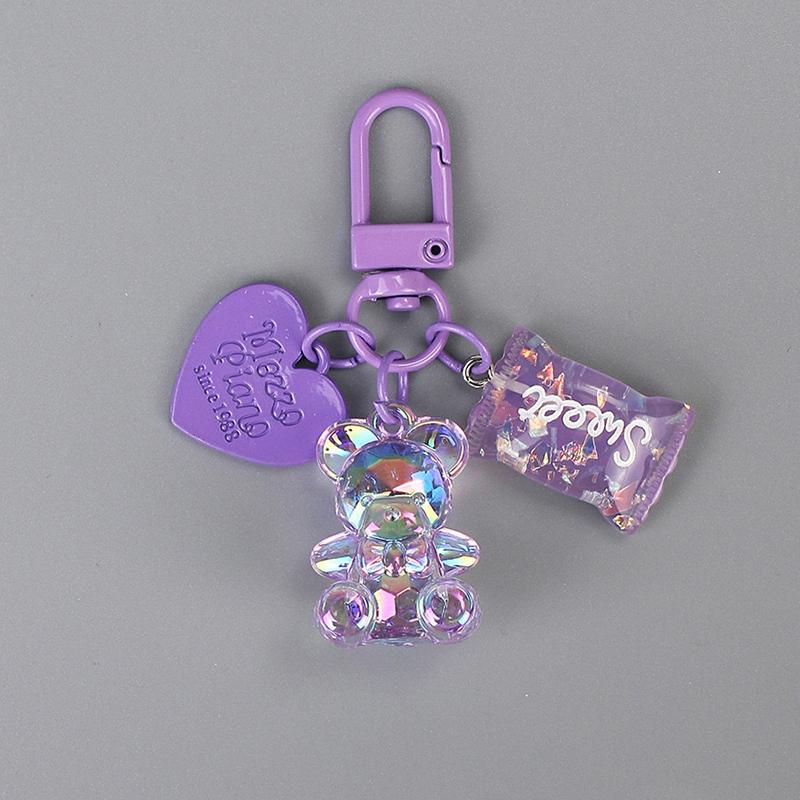 Брелок в виде мультяшного сердечка с медведем в виде животного, конфеты, брелок для ключей для друзей, влюбленных, милая креативная сумка, автомобильная коробка для наушников, аксессуары для ключей