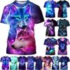 Wolf 3D Printing T-shirt Animal Pattern Round Neck Short Sleeve Beast Wolf AI Art Fashion Casual Tops For Men Women