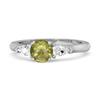 Peridot Three Stone Pear Accent Ring - Sterling Silver