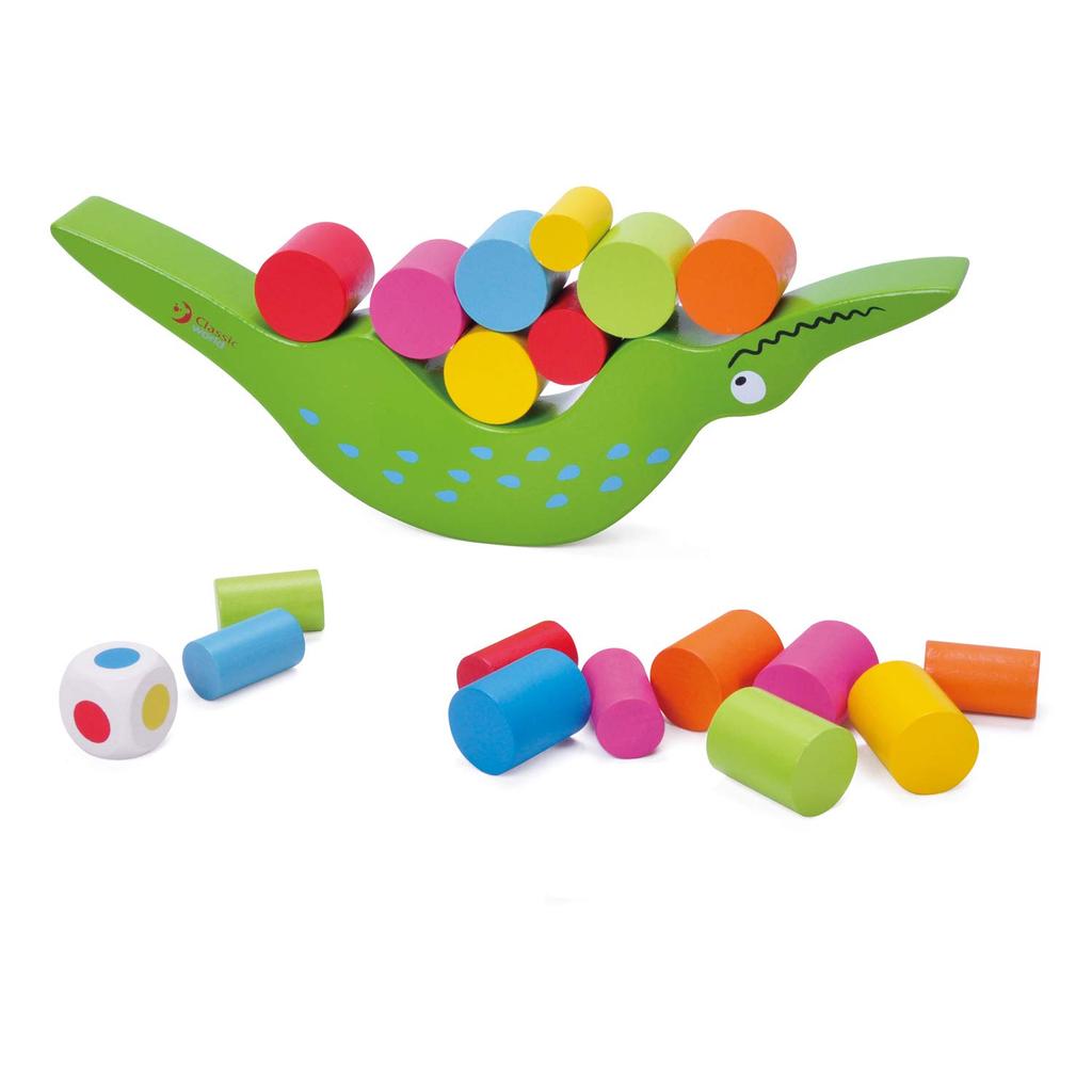 Classic World Crocodile Balancing Colorful Wooden Building Fingertip Building Game for Girls and Ages and Perfect for Preschool and Elementary School
