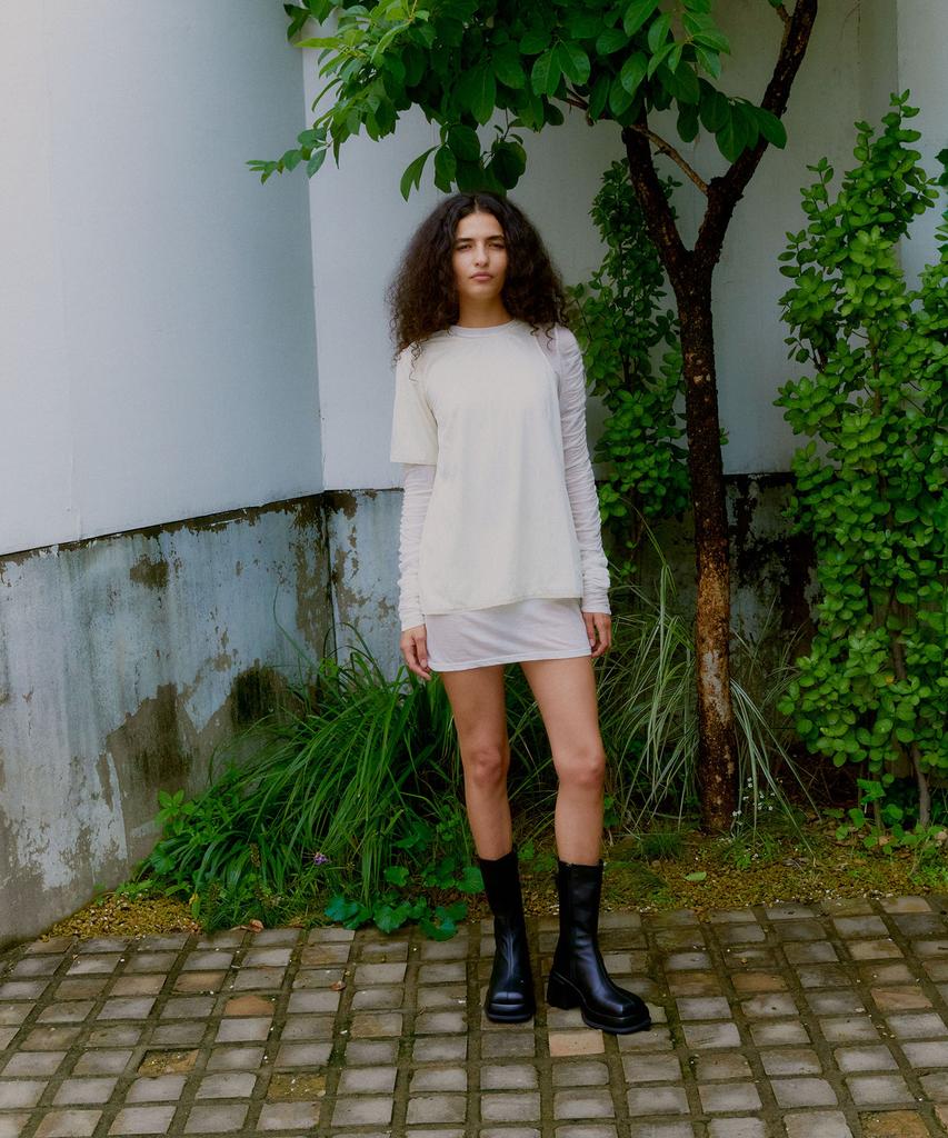PROVO Asymmetrical Short Sleeve Blouse / Ivory