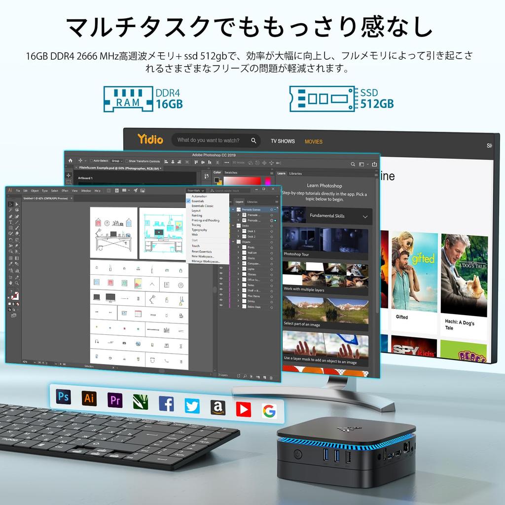 Мини-ПК n95 мини более стабильный 2023 новый до 512 ГБ 2 ТБ мини 4T маленький быстрый нагрев n95 мини богатый мини совместимый с Windows 2 портами проводной локальной сети ПК,