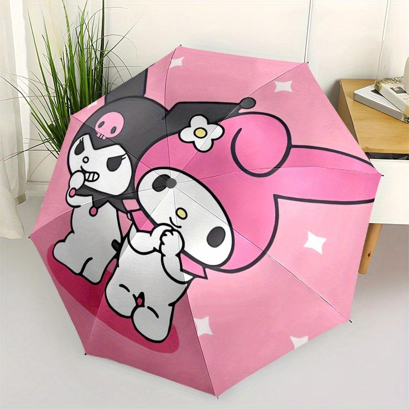 Kuromi, My Melody Automatic Opening and Closing Parasol Compact Travel Umbrella with 8 Ribs for Women and Men Ideal Birthday/Christmas Gift,