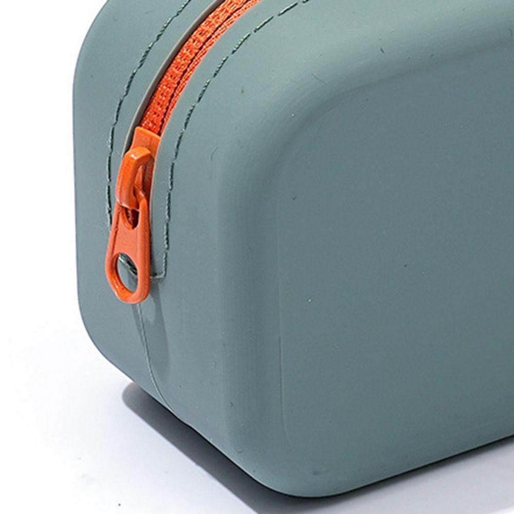 Zippered Pen Bag Silicone Stationery Organizer Portable Pencil Case School Supplies