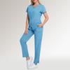 Ladies' Comfortable And Casual Solid Color Short Sleeved Pants Protective Suit Set