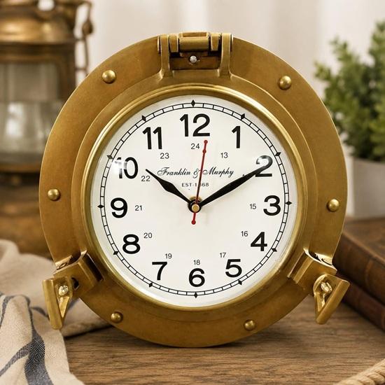 30.48 cm Brass Porthole Clock Antique Marine Ship Wall Decor