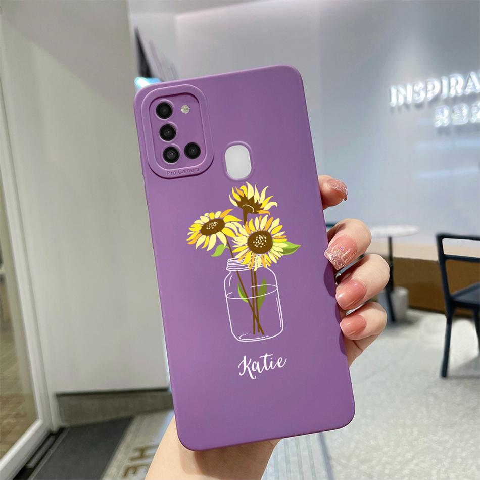 Чехол для Samsung Galaxy A21s Фиолетовый Лавандовый Цветок Защита Камеры Мягкий Чехол для Телефона Для Samsung A21s 6.5" SM-A217F A 21 s Чехол
