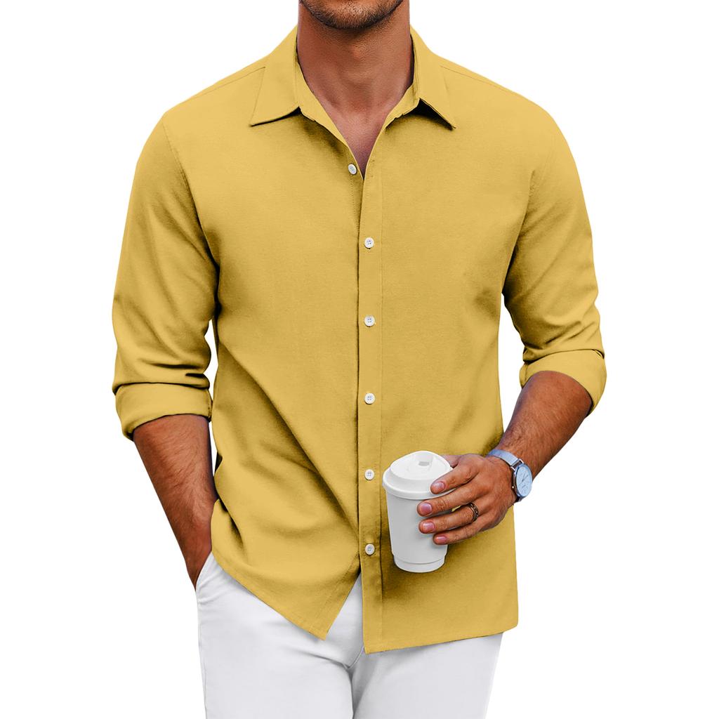 Men's Loose-fitting Casual Button-down Long-sleeved Shirt