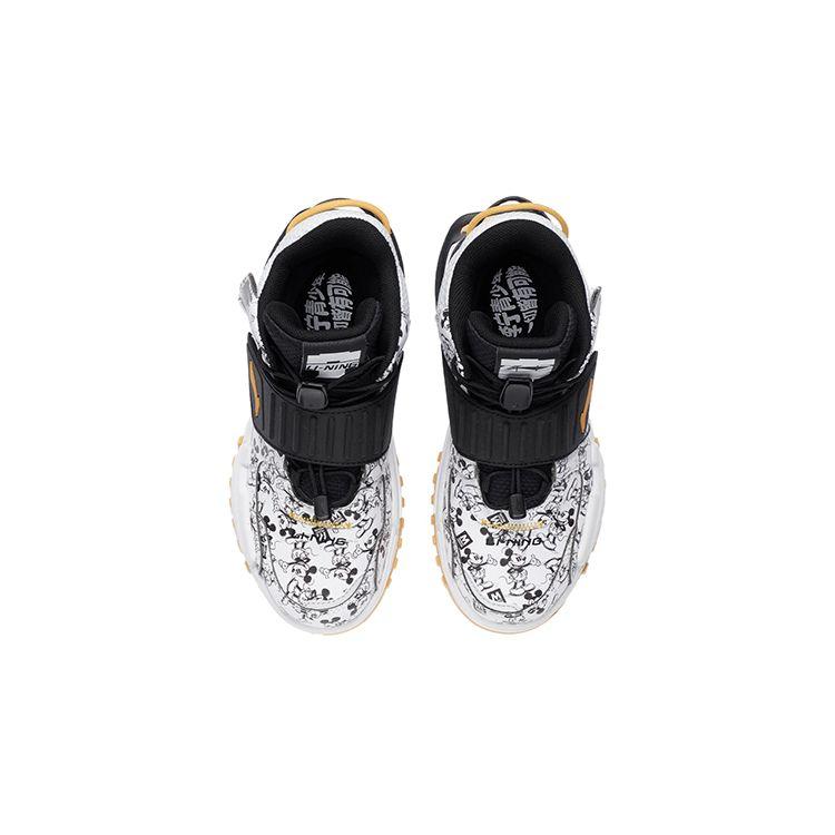 Кроссовки Disney X Li Ning Unrestrained High-Top для бега, детские кроссовки, черные, белые, YKCR172-15