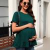 Women's Summer Pregnant Mother Ruffled Short Sleeve Loose Pleated Casual Blouse