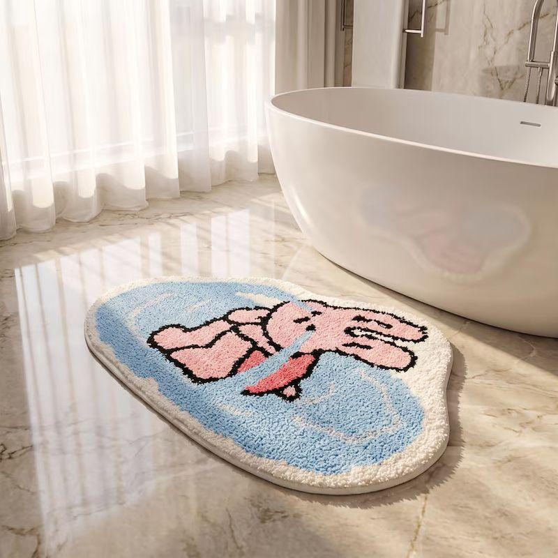 Cute Cartoon Alien Rug Anti-slip Water-absorbing Bathroom Floor Mat Soft Bedroom Side Cushion Home Decoration