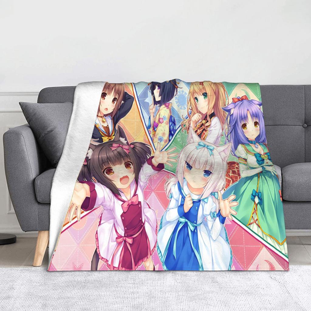 Nekopara Game Chocola and Vanilla Blankets Flannel Summer Air Conditioning  Portable Soft Throw Blanket for Sofa Couch Rug Piece