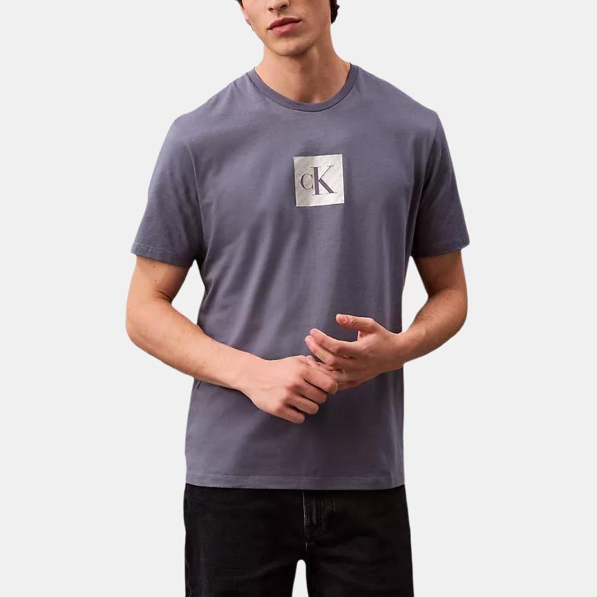Calvin Klein Классическая футболка с коротким рукавом и логотипом в виде металлической буквы, мужские топы, серая 40EM844-420