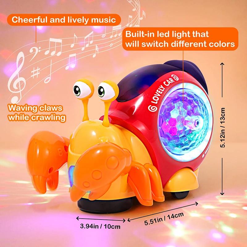 Children Electronic Toy Crawling Crab Walking Dancing Pets Robo Hermit Crab Snail Glowing with Music Light Baby Toddler Toy Gift