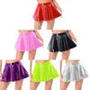 Womens Glossy Faux Leather Flared Miniskirt A-Line Mini Skirts Clubwear