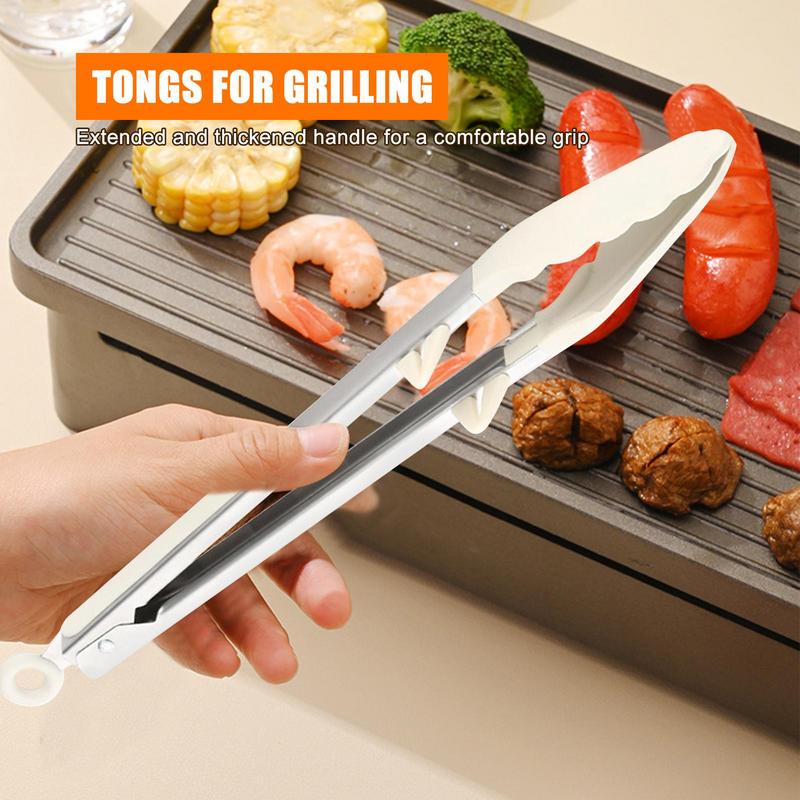 Kitchen Cooking Tongs Heat Resistant Stainless Steel BBQ Tong With Silicone Tips And Stand Design For Salad Grill 11 Inches