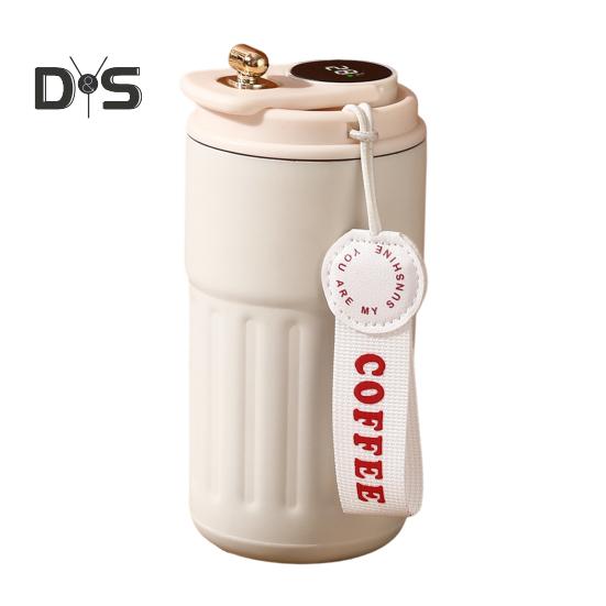 Термокружка для кофе с дисплеем температуры, 450 мл, герметичная крышка, нержавеющая сталь, многоразовая кофейная чашка, горячая и холодная, вакуумная кружка для любителей кофе