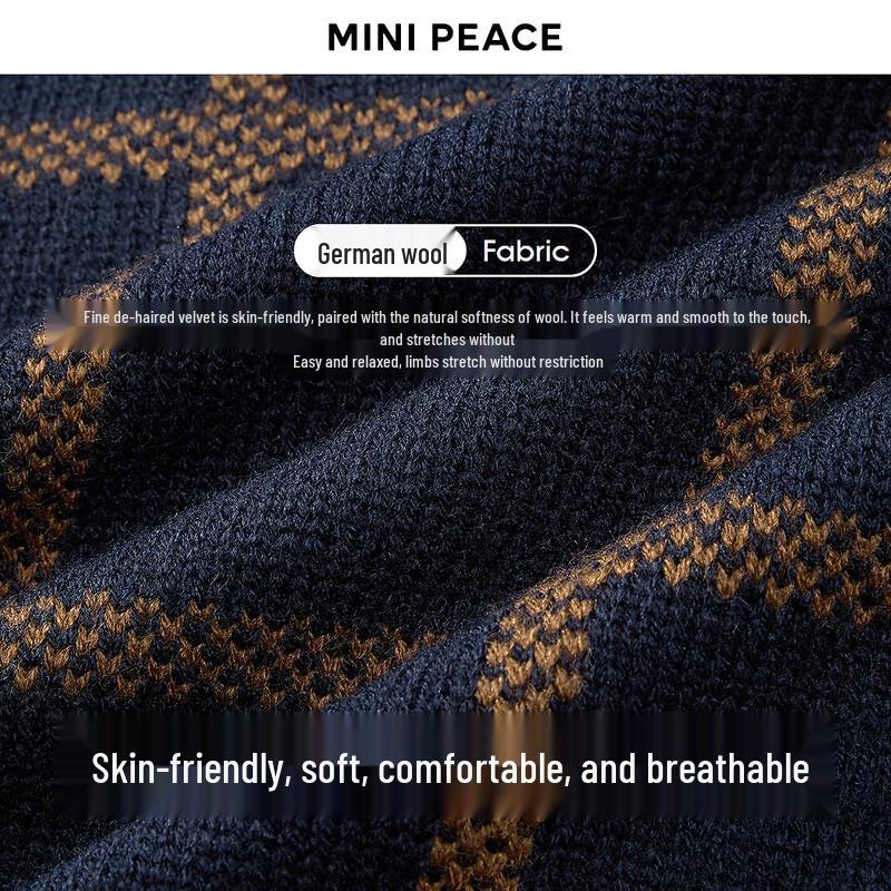 MINIPEACE Мальчиковый жаккардовый вязаный свитер с воротником-стойкой