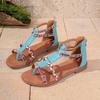 2025 New Foreign Trade Summer Women's Sandals Bohemian Ethnic Style Colorful Splicing Large Size Flat Sandals
