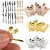 12Pcs Simulation Mini Cutlery Set Dollhouse Furniture 1:12 Scale Fork Knife Spoon Miniature Cookware Doll Accessories